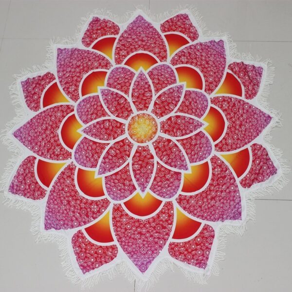 Lotus-Shaped Mandala Beach Towel