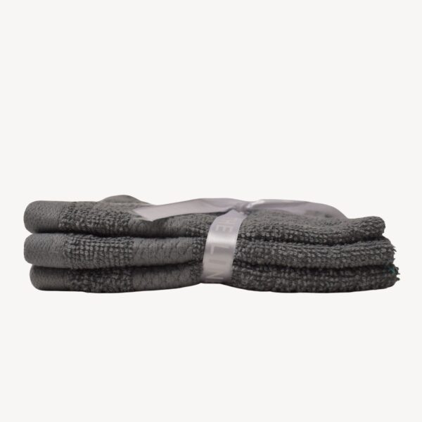 Dark Grey Diamond Face Towel - Set of 3