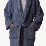 Deep Blue Shawl Collar Bathrobe