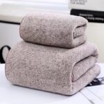 Thick Bamboo Charcoal Fiber Coral Fleece Towels Suit