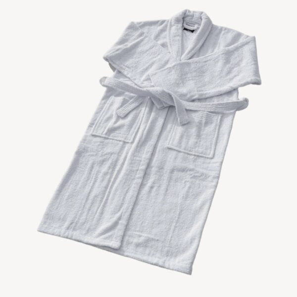 White Shawl Collar Bathrobe